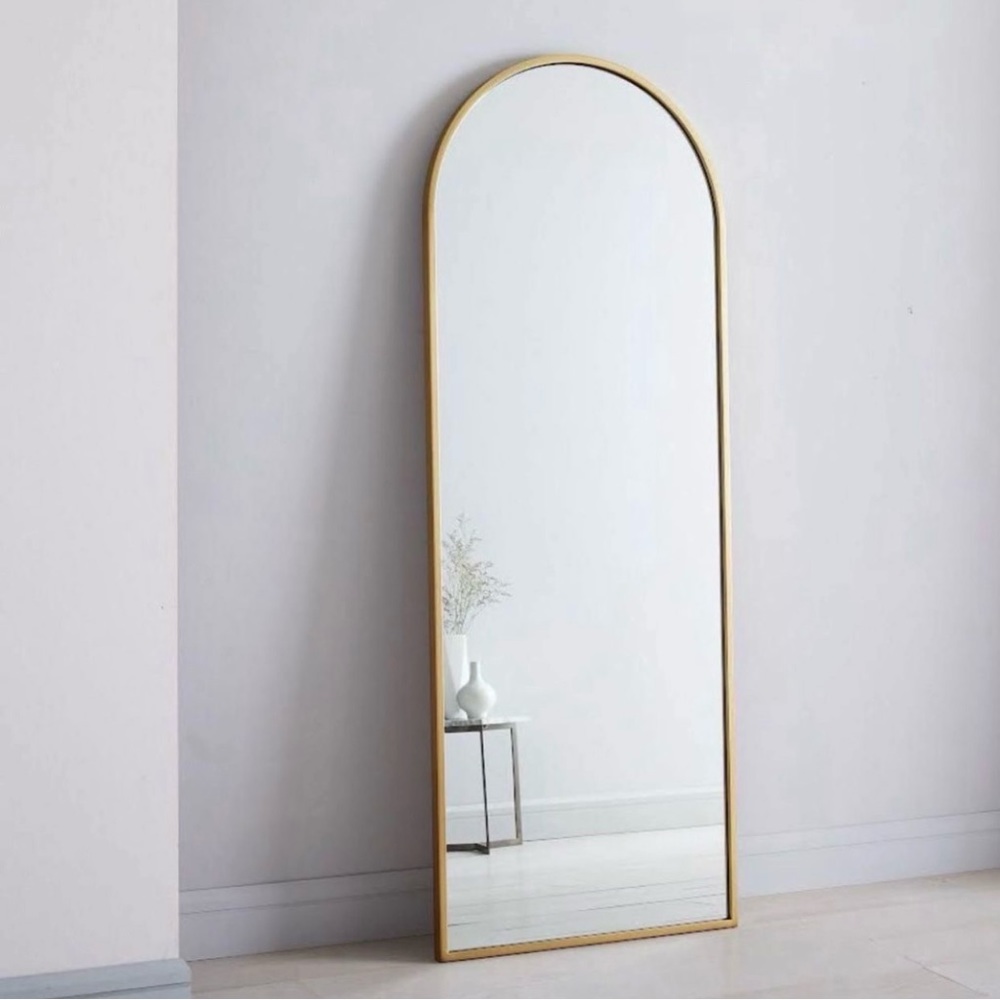 NEW West Elm Full Length Arched Gold Framed Boho Floor / Wall Mirror - 65" x 22" - Picture 3 of 12
